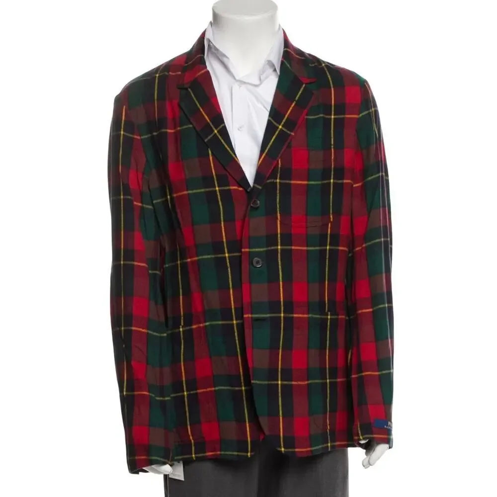 Polo Ralph Lauren Blazer Jacket Plaid Cotton Ultra Lightweight Men's Size XL